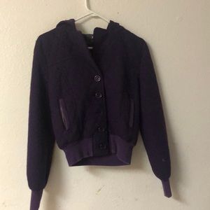 Forever 21 Purple Button Hooded Jacket